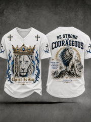 Men's Christian Christ Is King Cross V-neck T-shirt