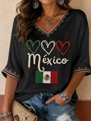 Women's Mexico Independence Day Art Printed T-Shirt