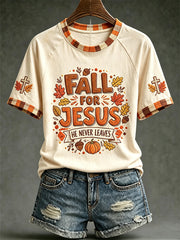 Women's autumn element faith slogan printed casual short sleeve T-shirt