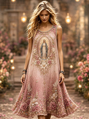 Women's Assumption of Mary Faith Art Printed Dress