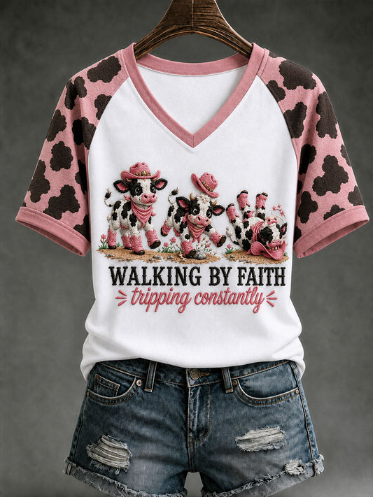Women's Walking By Faith Tripping Contantly T-shirt
