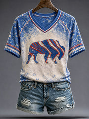 Women's Football Lover Bulls Buffalo Art Printed T-shirt