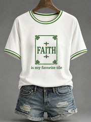 Women's Christian Mahjong Print Casual T-Shirt