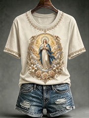 Women's Assumption of Mary Faith Art Printed T-shirt