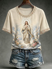 Women's Assumption of Mary Faith Art Printed T-shirt