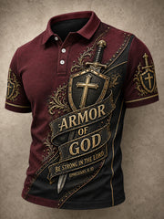 Men's Armor Of God Print Casual Polo