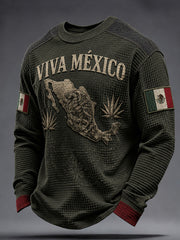 Men's Mexico Independence Day Art Printed Waffle Sweatshirt