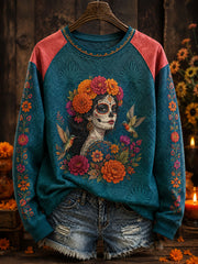 Women's Mexico Day of The Dead Art Printed Sweatshirt