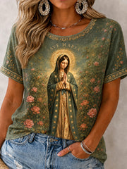 Women's Assumption of Mary Faith Art Printed T-shirt