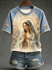 Women's Assumption of Mary Faith Art Printed T-shirt