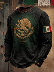 Men's Mexico Independence Day Art Printed Waffle Sweatshirt
