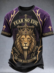 Men's Christian FEAR NO EVIL THE LION HAS OVERCOME Cross Short Sleeve T-shirt