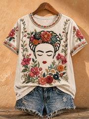 Women's Mexico Floral Art Printed T-Shirt
