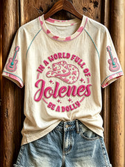 Women's Classic Country Music Inspired Print Memorial Short-sleeved T-shirt