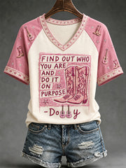 Women's Find Out Who You Are And Do It On Purpose Country Music Legend Tribute V-Neck Tee