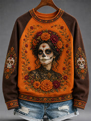Women's Mexico Day of The Dead Art Print Casual Sweatshirt
