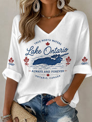 Women's Lake Ontario Always And Forever Half Sleeve V-Neck T-Shirt