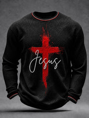 Men's Christian Cross Waffle Long Sleeve T-Shirt