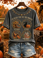 Women’s Vintage I'm Ready For The 'ber Months Print Short-sleeved T-shirt