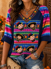 Women's Mexico Lele Doll Art Printed T-Shirt