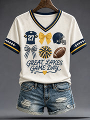 Women's Michigan University Football Lover Printed T-shirt