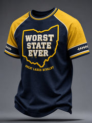 Men's Michigan University Football Lover Printed T-shirt