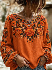 Women's Day of the Dead Monarch Butterflies & Marigolds Floral Print Shirt