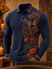 Men's Mexico Day of The Dead Floral Art Printed Casual Tops