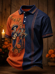 Men's Mexico Day of The Dead Floral Art Printed Casual Tops