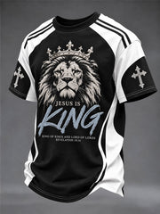 Men's "Jesus Is King" Faith Print Casual T-Shirt