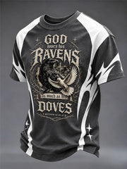 Men's "God Love His Ravens As Much As His Doves" Faith Print Casual T-Shirt