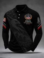 Men's U.S. Veterans Day Printed long sleeve polo