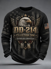 Men's Veterans Day Printed Waffle Long Sleeve T-shirt