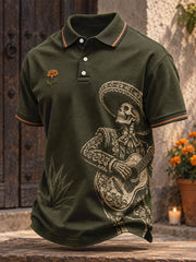 Men's Mexico Day of The Dead Floral Art Printed Casual Tops
