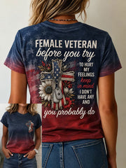 Women's American Veterans Printed Casual T-Shirt