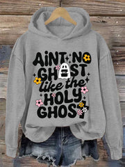 Women's Ain't No Ghost Like The Holy Ghost Christian Halloween Print Casual Hoodie