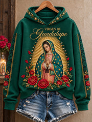 Women's Mexico Our Lady of Guadalupe Day Faith Art Printed Hoodie