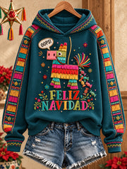 Women's Mexico Christmas Feliz Navidad Printed Hoodie