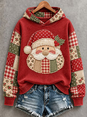 Women's Christmas Santa Claus Patchwork Print Casual Hoodie