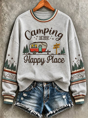 Women's Camping Print Sweatshirt