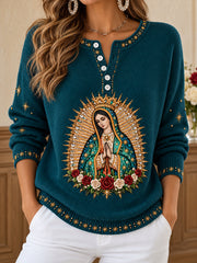 Women's Our Lady of Guadalupe Day Art Printed Casual Tops
