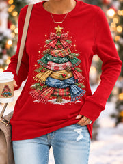 Women's Merry And Bright Christmas Tree Print Casual Sweatshirt