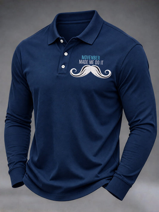 Men's Mustache Print Men's Health Support Graphic Shirt