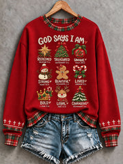 Women's 'God Says I Am...' Christmas Faith Printed Casual Sweatshirt