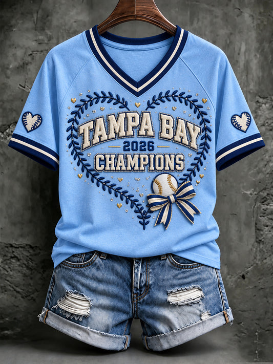Women's Tampa Bay Baseball Lover Printed T-shirt