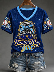 Women's Gift For Baseball Fans Casual V-Neck Tee