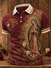 Men's Mexico Our Lady of Guadalupe Art Printed Casual Tops
