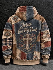 Men's Cross Patchwork Print Casual Hoodie