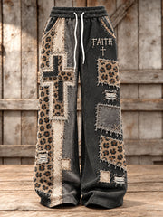 Women’s Cross Patchwork Print Casual Pants