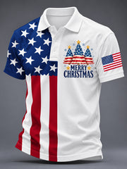 Men's USA Flag Christmas Short Sleeve Shirt